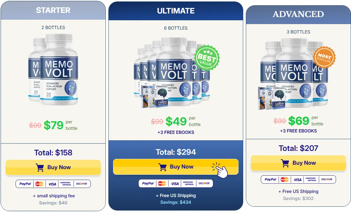 MemoVolt Pricing Screenshot